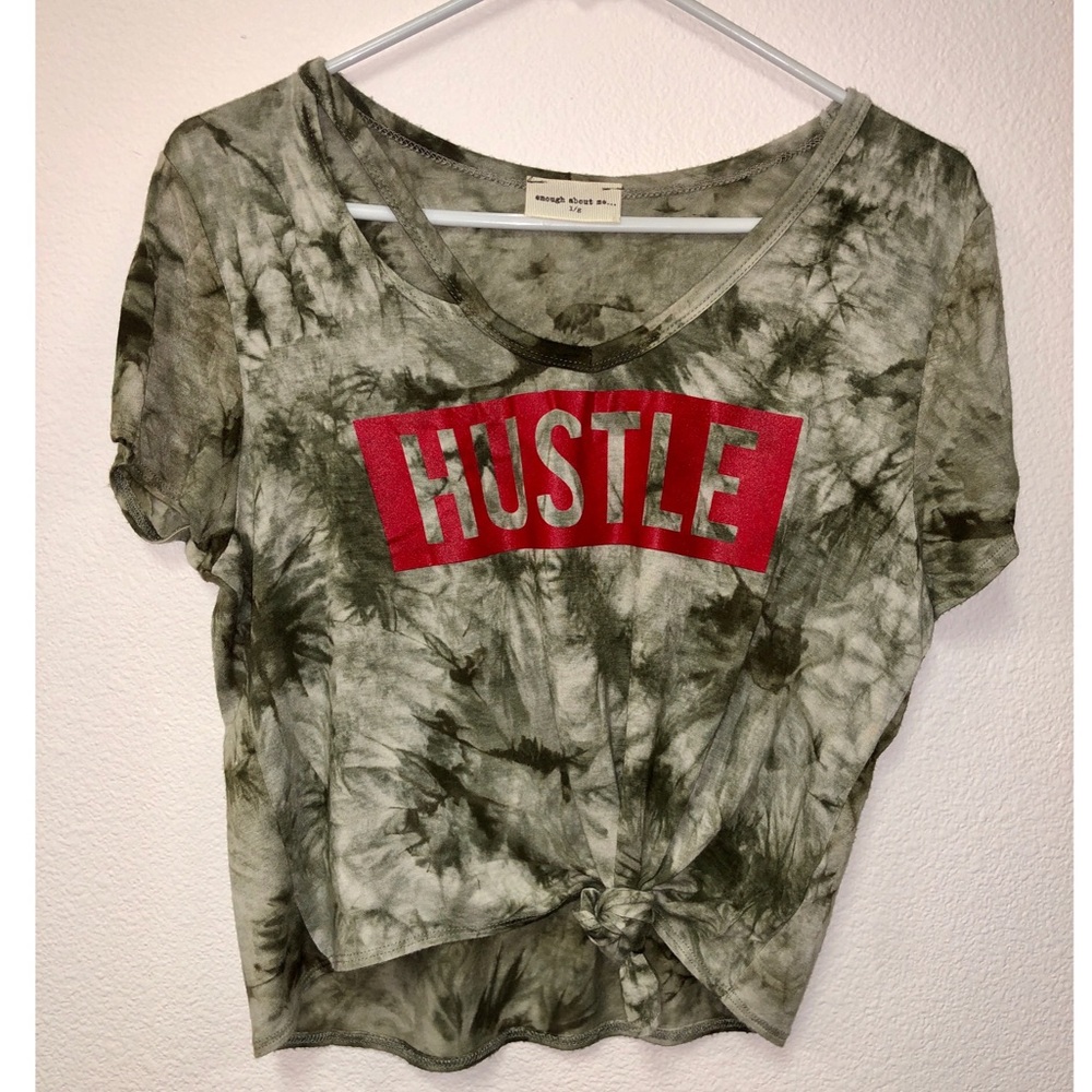 Juniors HUSTLE Army Green Tie Dye Top Size: L